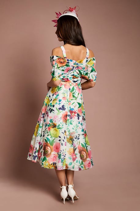 Lisa Tan Bardot Full Skirt Midi Dress - Image 3