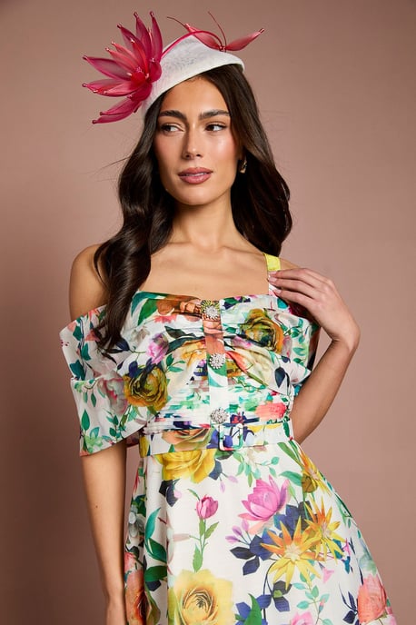 Lisa Tan Bardot Full Skirt Midi Dress - Image 4