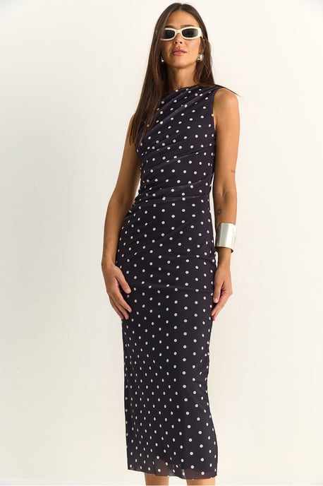 Gestippelde Bodycon Midi Jurk - Image 5