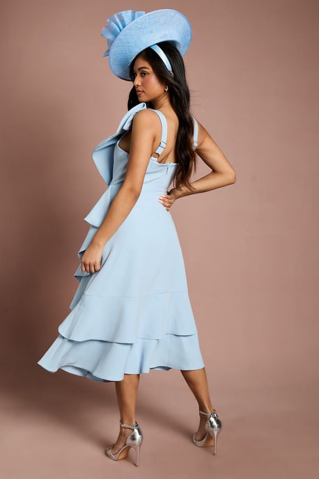 Petite Lisa Tan Statement Bow Crepe Midi Dress - Image 3