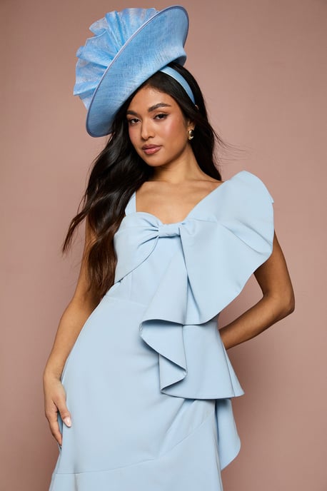 Petite Lisa Tan Statement Bow Crepe Midi Dress - Image 4