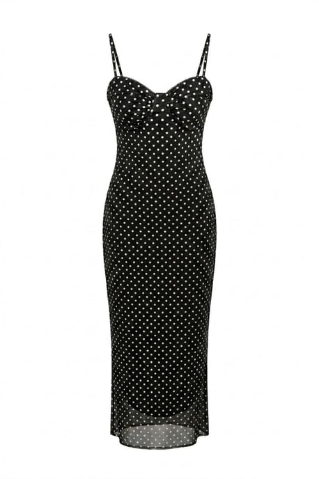 Strapless Polkadot Tüll Midi-jurk - Image 1