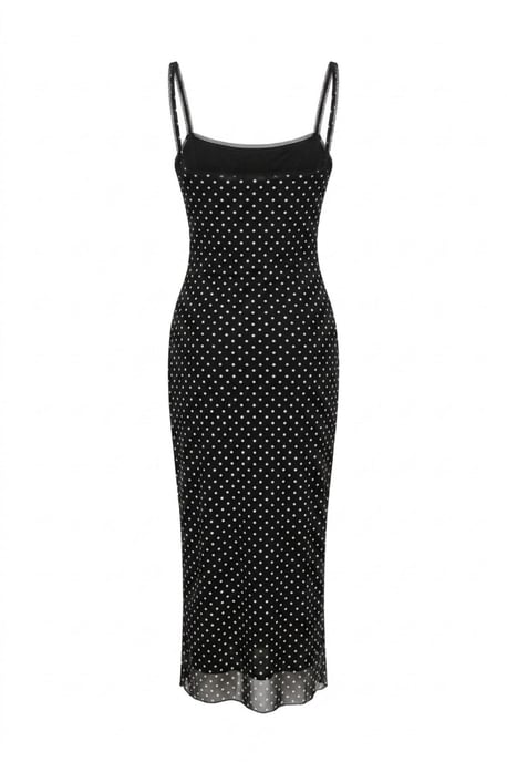Strapless Polkadot Tüll Midi-jurk - Image 3