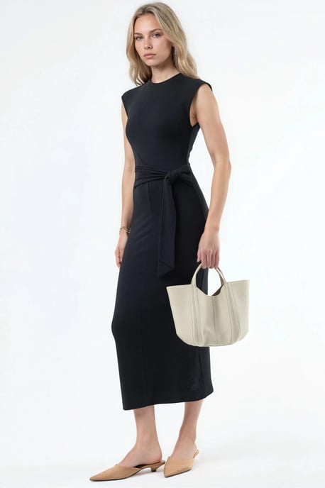 Midi-jurk met strikdetail - Image 1