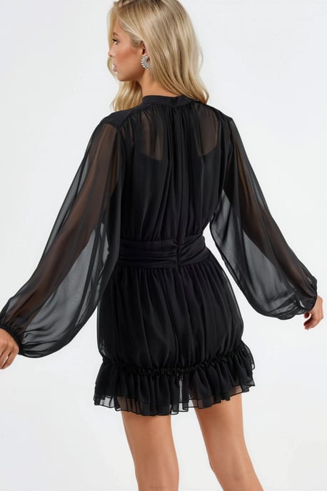 Frilly Turtleneck Mini Dress - Image 3