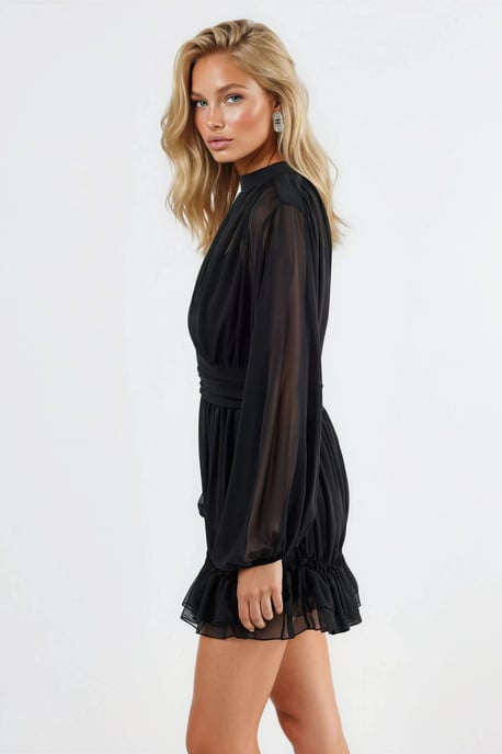 Frilly Turtleneck Mini Dress - Image 4