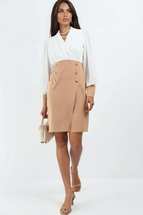 V-hals Midi-jurk met Knoopdetails - Image 3