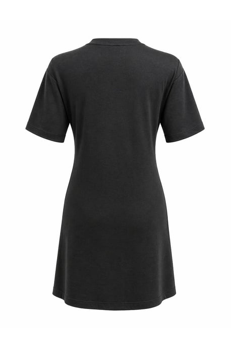 Crew Neck Mini T-Shirt Dress with Stone Accessory - Image 3