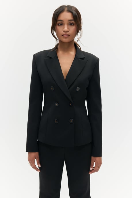 BENU Dames Zwarte Dubbelrijige Blazer - Image 3