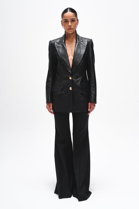 BENU Dames Zwarte Leren Blazer - Image 4
