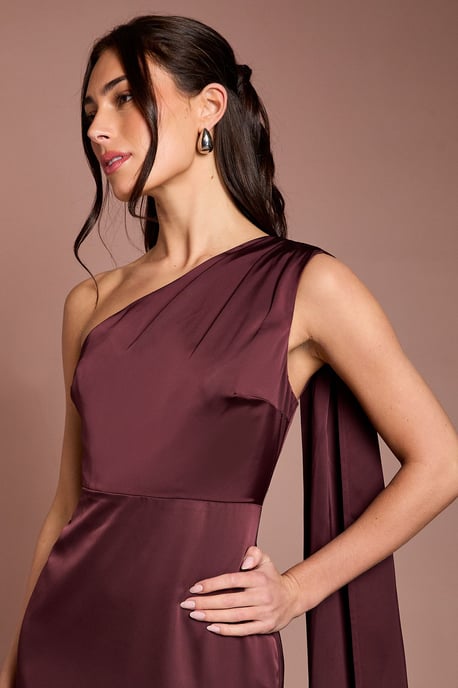 Coast Honoured Petite Drape One Shoulder Satin Maxi Bridesmaid Dress - Image 4