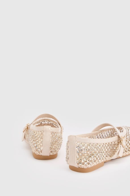 Faith: Maddie Faux Leather Diamante Mary Jane Ballerinas - Image 2