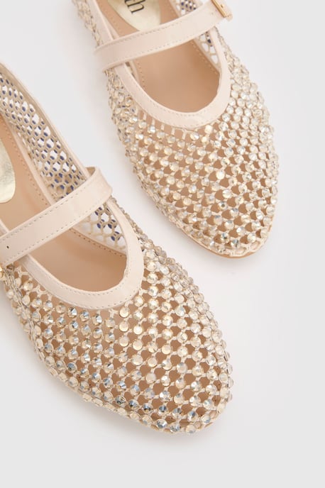 Faith: Maddie Faux Leather Diamante Mary Jane Ballerinas - Image 3