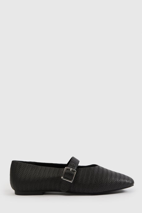 Extra Wide Fit Square Toe Ballet Weave Flats - Image 3
