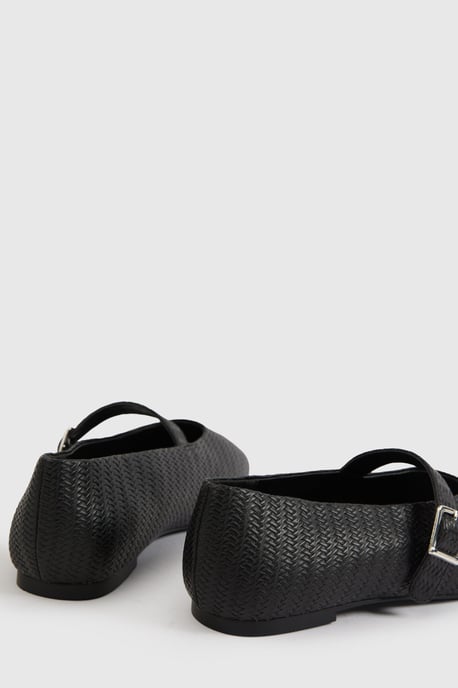 Extra Wide Fit Square Toe Ballet Weave Flats - Image 4