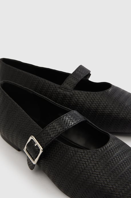 Extra Wide Fit Square Toe Ballet Weave Flats - Image 5