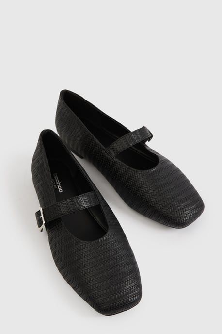 Extra Wide Fit Square Toe Ballet Weave Flats - Image 6
