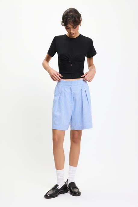 BENU Blauwe linnen shorts - Image 6