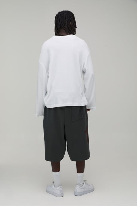 Varsity Raw Hem Washed Jersey Bermuda Jort - Image 2
