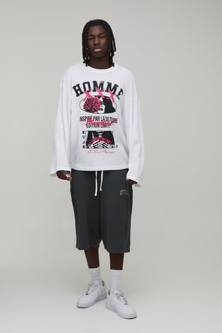 Varsity Raw Hem Washed Jersey Bermuda Jort - Image 3