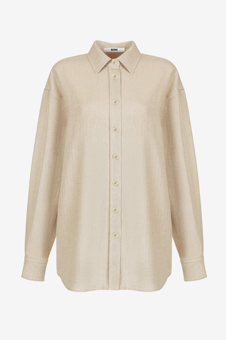BENU Beige linneskjorta - Image 3