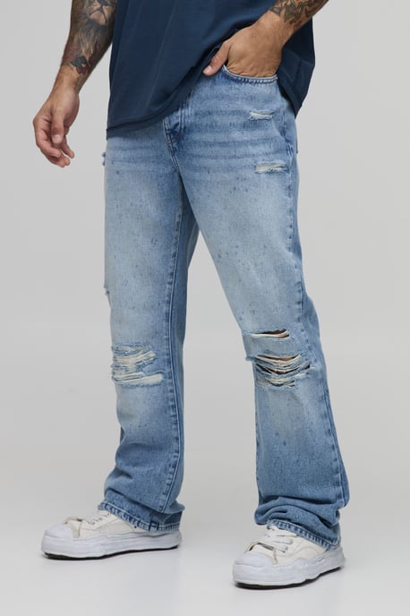 Rip & Repair Busted Knee Flared Jeans - Image 1