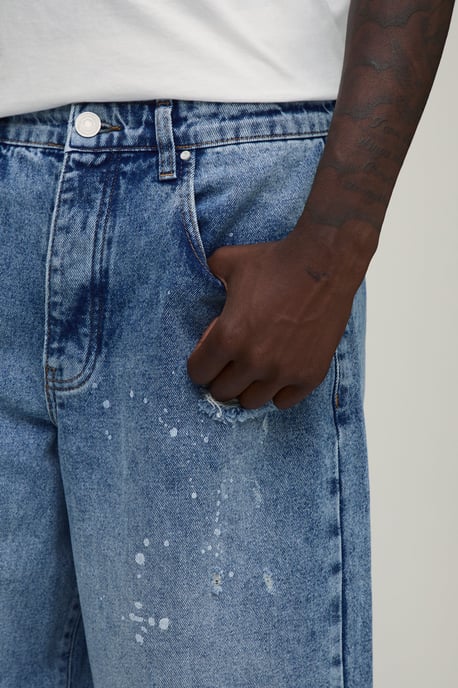 Distressed Super Baggy Dirty Wash Jeans - Image 3