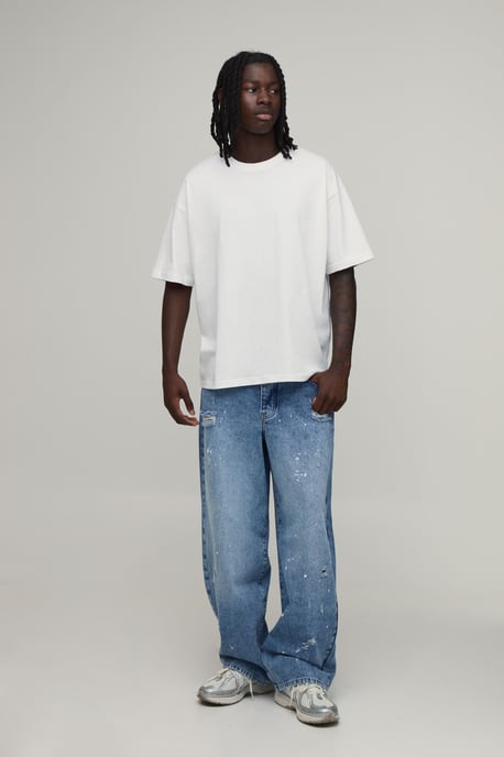 Distressed Super Baggy Dirty Wash Jeans - Image 4