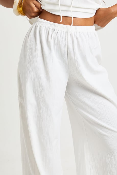Linen Look Frayed Hem Beach Trousers - Image 4