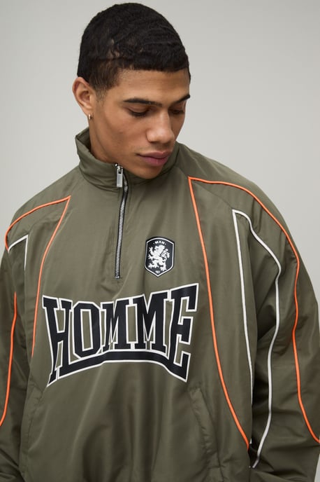 Oversized Homme Colour Block Sports Jacket - Image 3