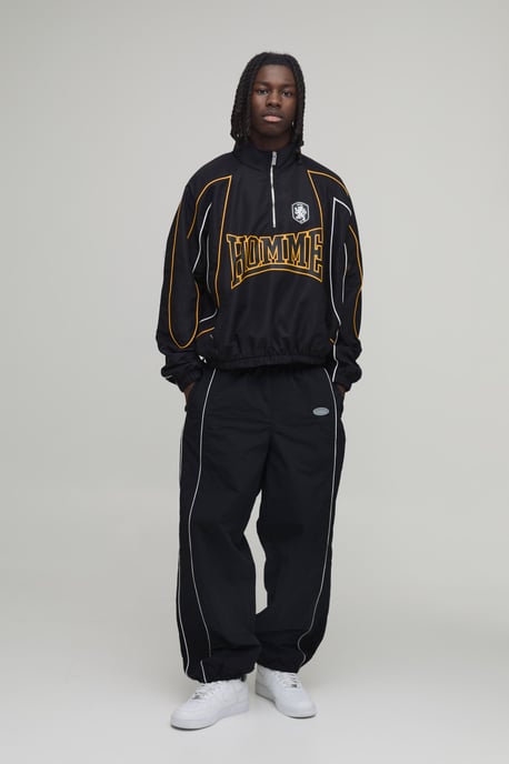 Oversized Homme Colour Block Sports Jacket - Image 4