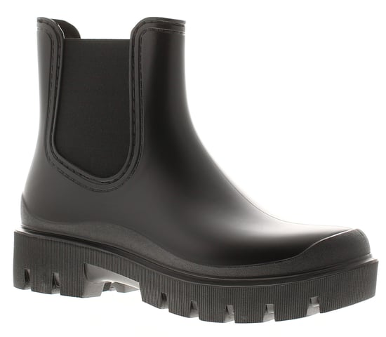 Womens Chunky Ankle Wellies Stamp Slip On black - Image 1