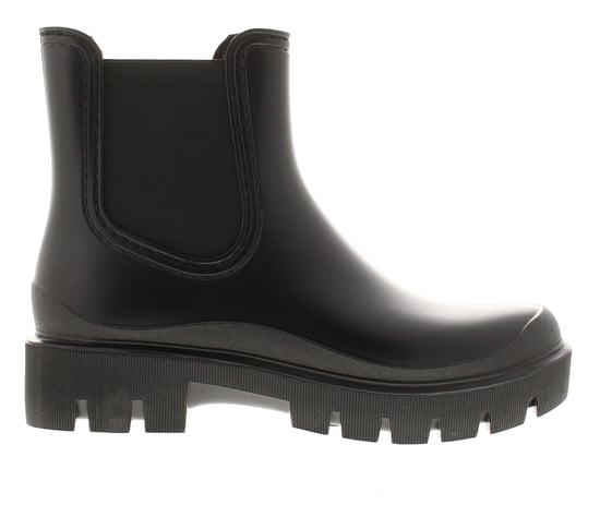 Womens Chunky Ankle Wellies Stamp Slip On black - Image 2