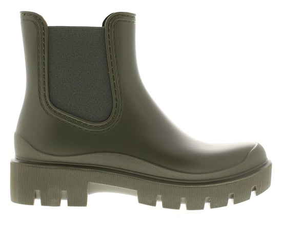 Womens Chunky Ankle Wellies Stamp Slip On khaki - Image 2