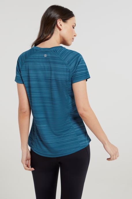 'Endurance' Women's Striped Tee Sun Protection Everyday Gym T-Shirt Teal - Image 4