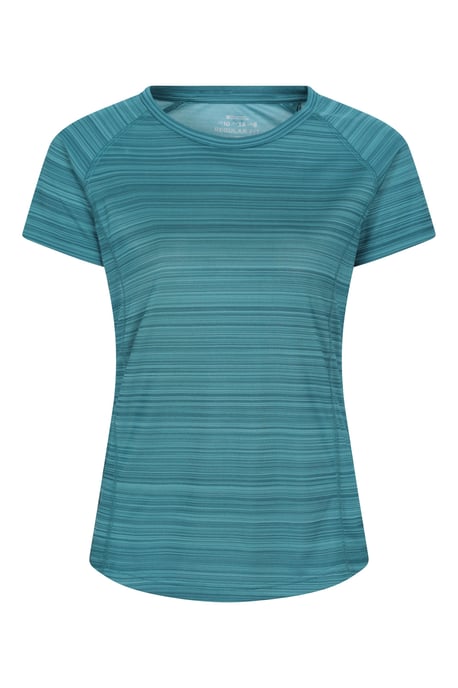 'Endurance' Women's Striped Tee Sun Protection Everyday Gym T-Shirt Teal - Image 6