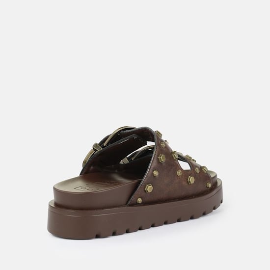 Buffalo Raya Ari West Leather Women's Brown Sandals - Image 2