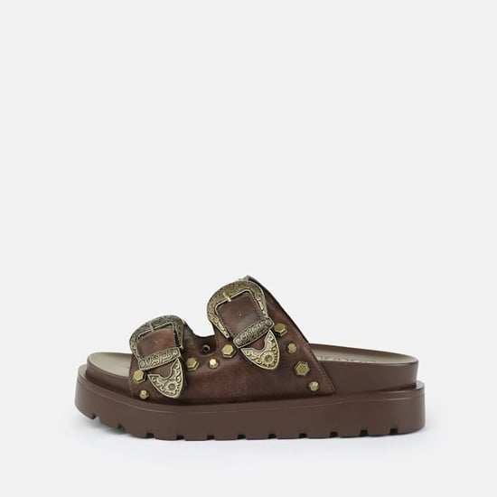 Buffalo Raya Ari West Leather Women's Brown Sandals - Image 3