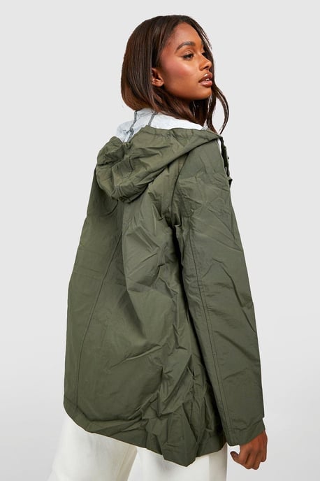 Hooded Contrast Trim Mac - Image 2