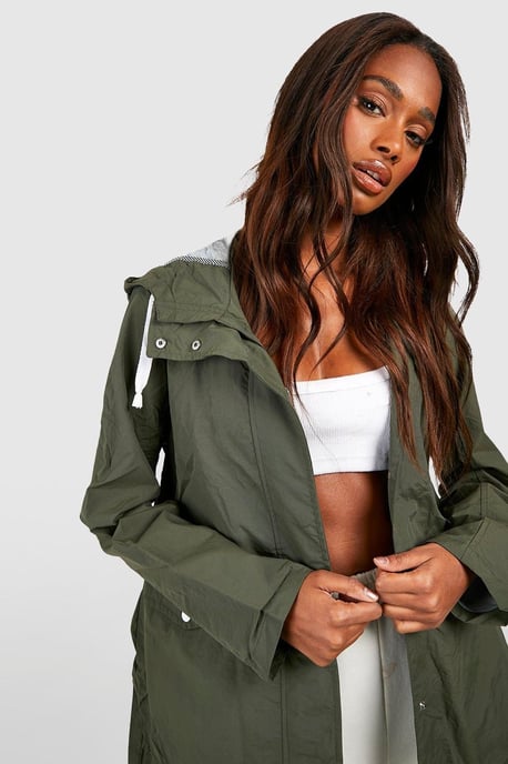 Hooded Contrast Trim Mac - Image 4