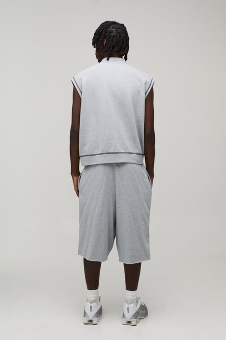 Oversized Boxy Loopback Sleeveless Zip Through Jersey Gilet And Jort Tracksuit - Image 2