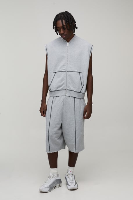 Oversized Boxy Loopback Sleeveless Zip Through Jersey Gilet And Jort Tracksuit - Image 4