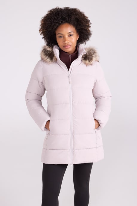 'Nola' Women's Long Padded Jacket Waterproof Winter Warm Coat Ecru - Image 1