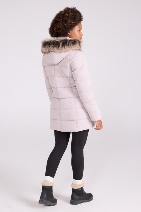 'Nola' Women's Long Padded Jacket Waterproof Winter Warm Coat Ecru - Image 4