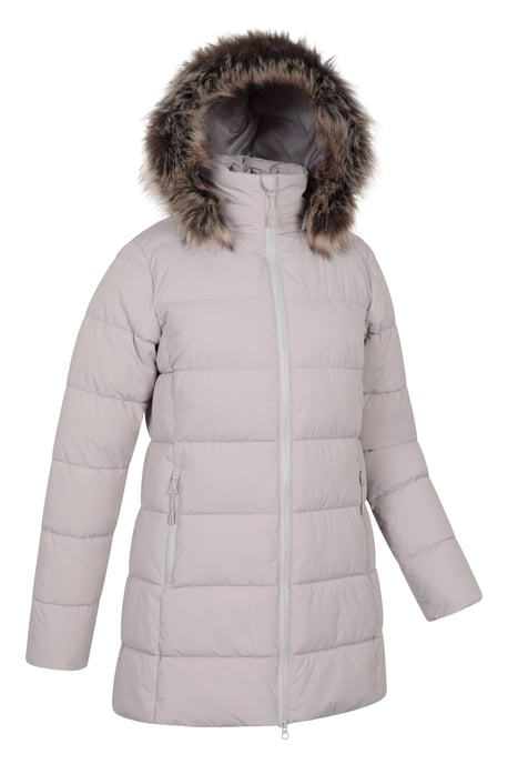 'Nola' Women's Long Padded Jacket Waterproof Winter Warm Coat Ecru - Image 6