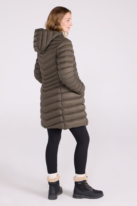 'Florence' Women's Long Padded Jacket Water Resistant Winter Coat Khaki - Image 3