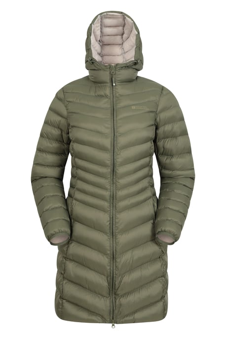 'Florence' Women's Long Padded Jacket Water Resistant Winter Coat Khaki - Image 4