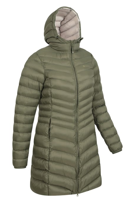 'Florence' Women's Long Padded Jacket Water Resistant Winter Coat Khaki - Image 5