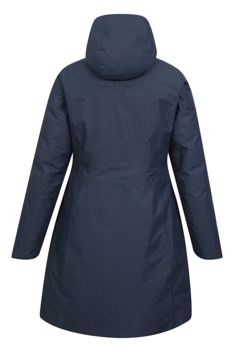 'Polar' Women's Hybrid Long Padded Jacket Waterproof Hooded Down Winter Coat Blue - Image 4