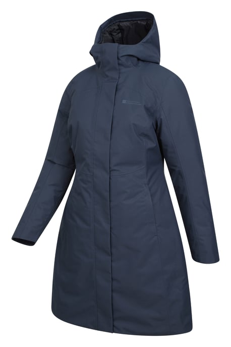 'Polar' Women's Hybrid Long Padded Jacket Waterproof Hooded Down Winter Coat Blue - Image 5